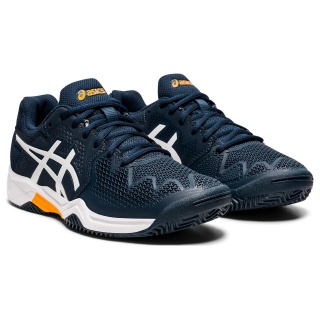 Asics buty tenisowe Gel Resolution 8 Clay/na korty niebiesko/pomarańczowe dziecięce